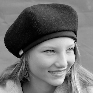 Zwarte wol Melton 5-delige baret-ZUTetoile