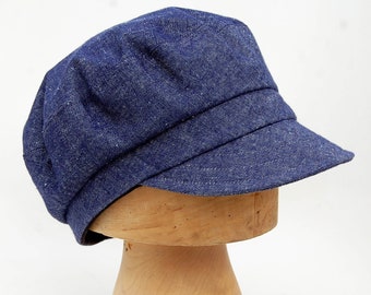 Handmade French workwear cap in indigo linen and wool, by ZUThats