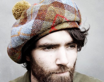 Handmade Macleod Tam with optional pom-pom in Harris tweed by ZUT hats