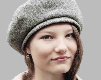 Harris tweed Tam in light grey, handmade hat by ZUThats