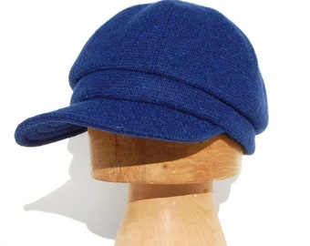 Navy blue Handmade Harris Tweed Baseball cap, ZUTdelia