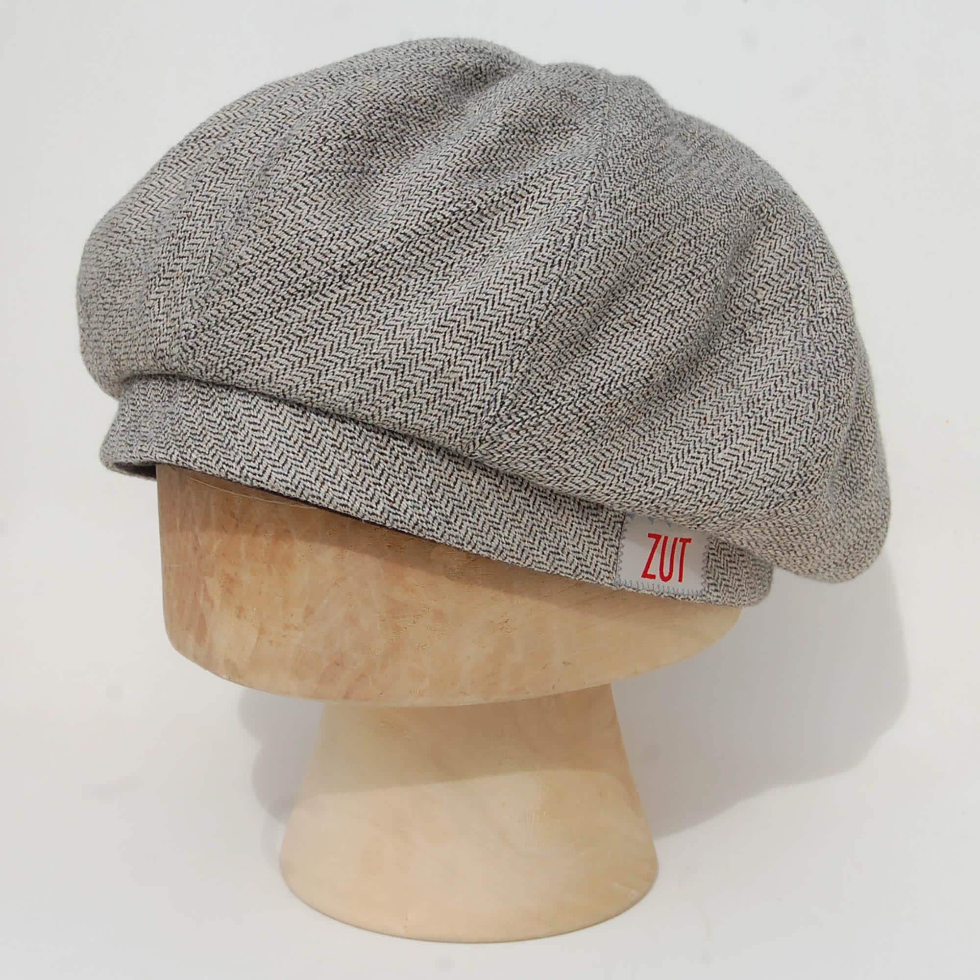 Handmade Herringbone Linen Beret for Summer, French Linen