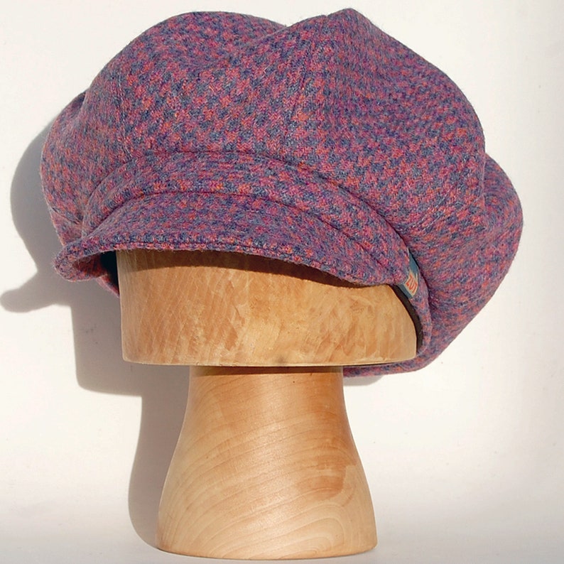 Harris Tweed Baker Boy Cap in Pink and Grey Houndtooth Check Etsy UK