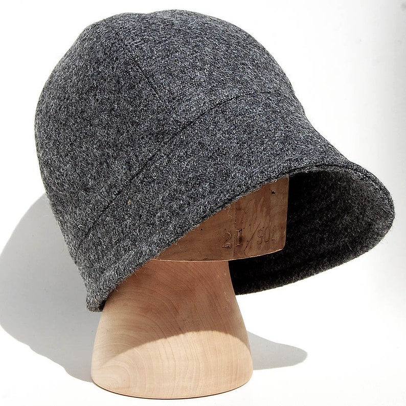 Grey winter cloche hat Grey wool cloche hatWomens handmade Etsy