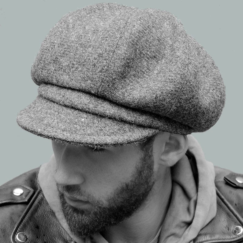 Grey Harris Tweed Newsboy Cap Grey Wool Cap by ZUT Hats Etsy
