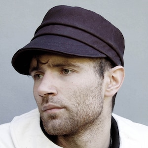 Handmade cadet cap, ZUTniko in black designer workwear cotton, by ZUThats