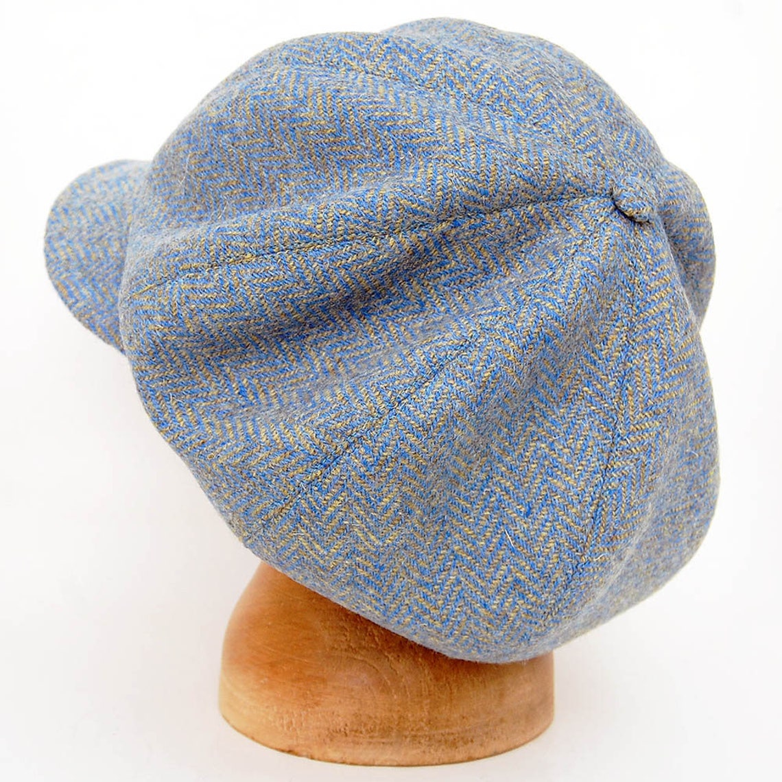Handmade Harris Tweed Baker boy cap in pale blue herringbone Etsy