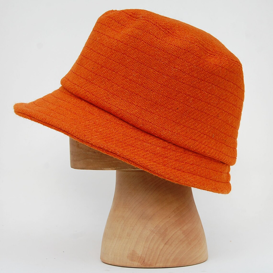 Womens Orange Bucket Hat Harris Tweed Hat Wool Fashion Hat Etsy