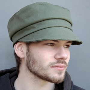 Handgemaakte cadetpet, ZUTniko van vintage militair kaki katoen, van ZUThats