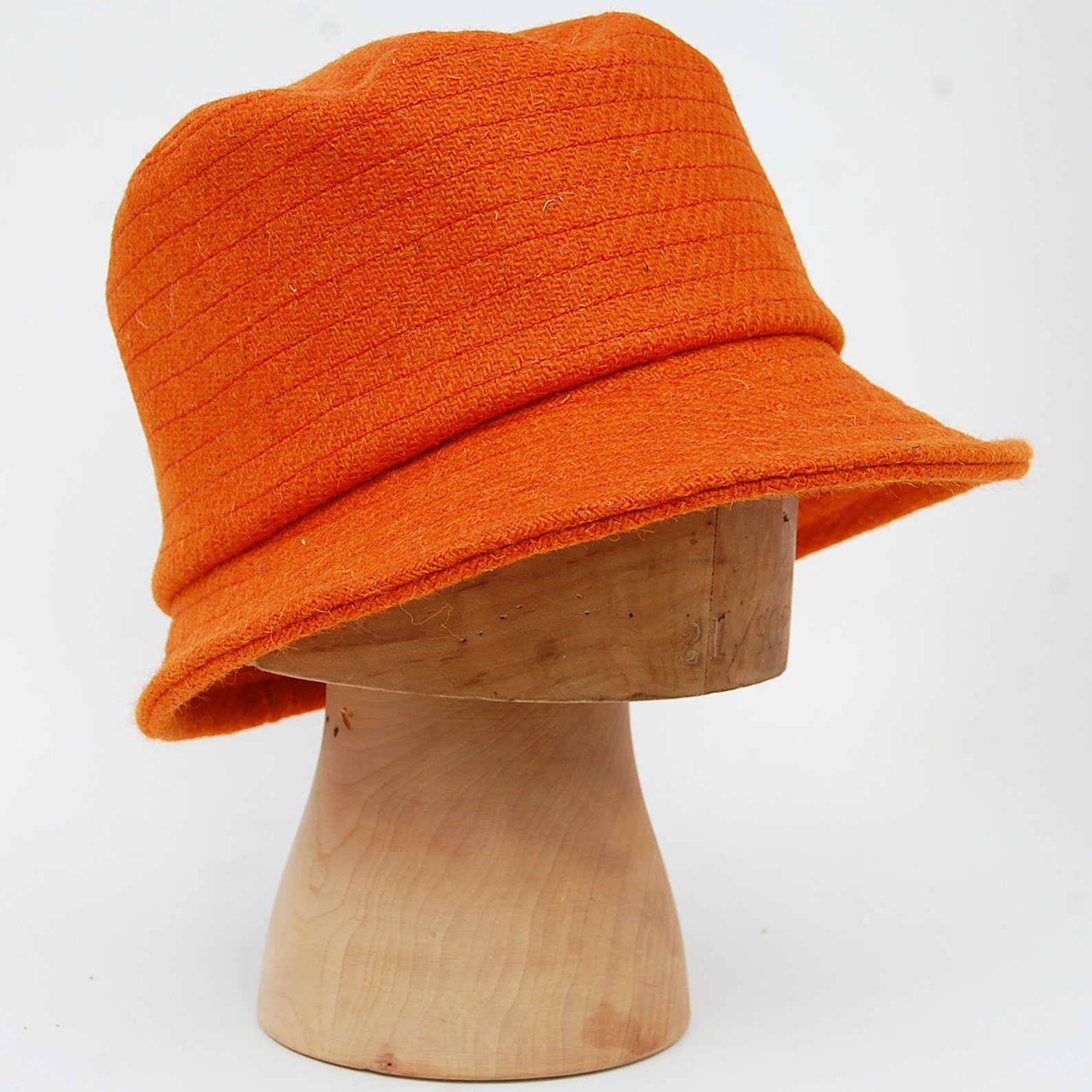 Womens Orange Bucket Hat Harris Tweed Hat Wool Fashion Hat Etsy
