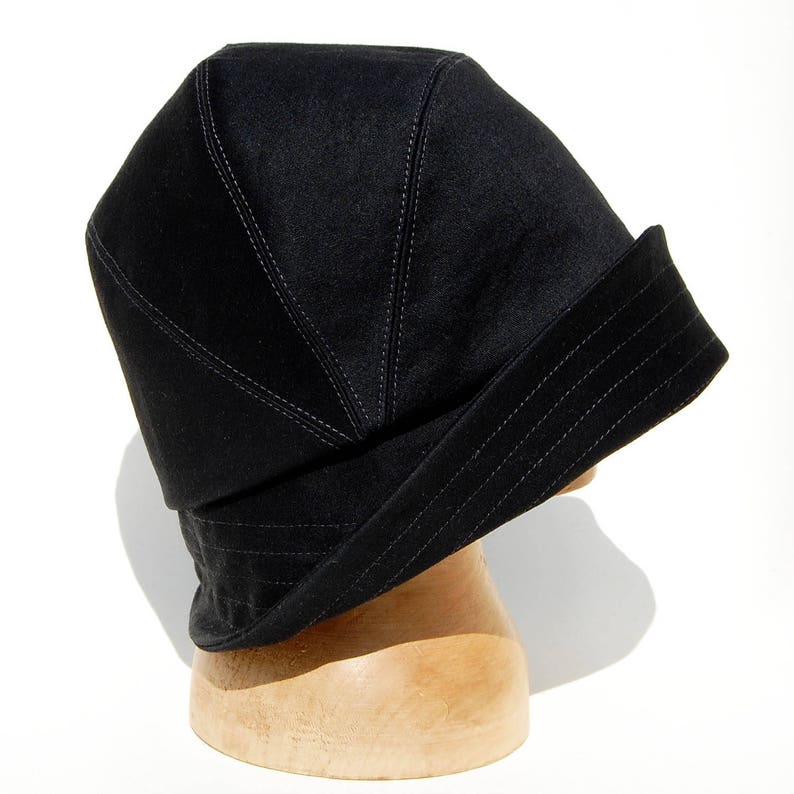 Black Moleskin Hat Cotton Moleskin Hat French Rain Cloche Etsy