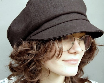 Black linen summer cap, ZUTmaud, by ZUThats