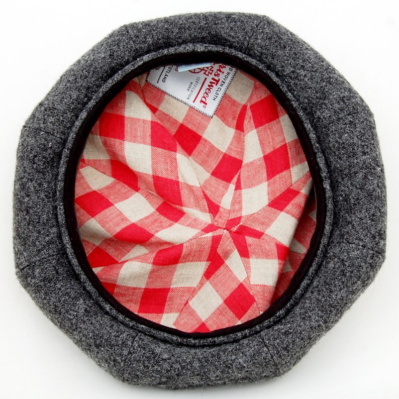 Handgemachter grauer schottischer Tamm mit extra Volumen, Harris Tweed Baskenmütze von ZUHATS Bild 5