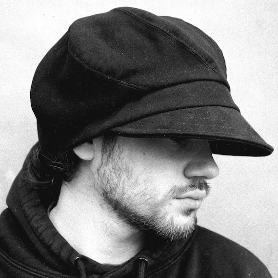 Black Oversized Cotton Velour Moleskin Swirl Cap by ZUT Hats