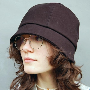 Handmade black cloche hat|Womens black winter hat| 1920s style hat| Black cloche hat| Womens black moleskin hat| flapper hat| ZUTmathilde