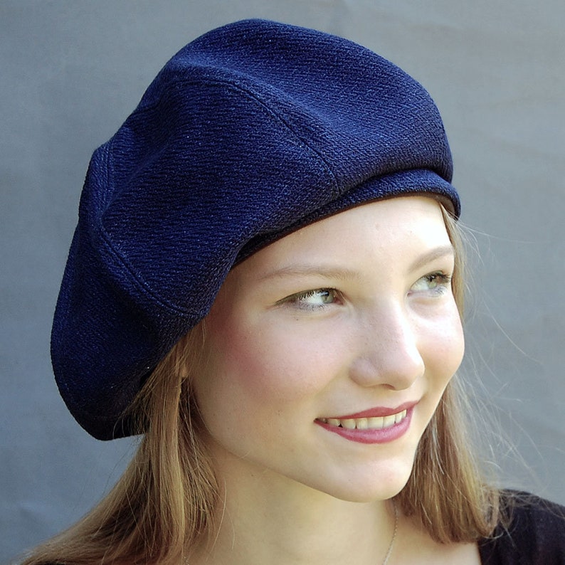 French workwear beret in indigo heavy cotton fabric Beret | Etsy