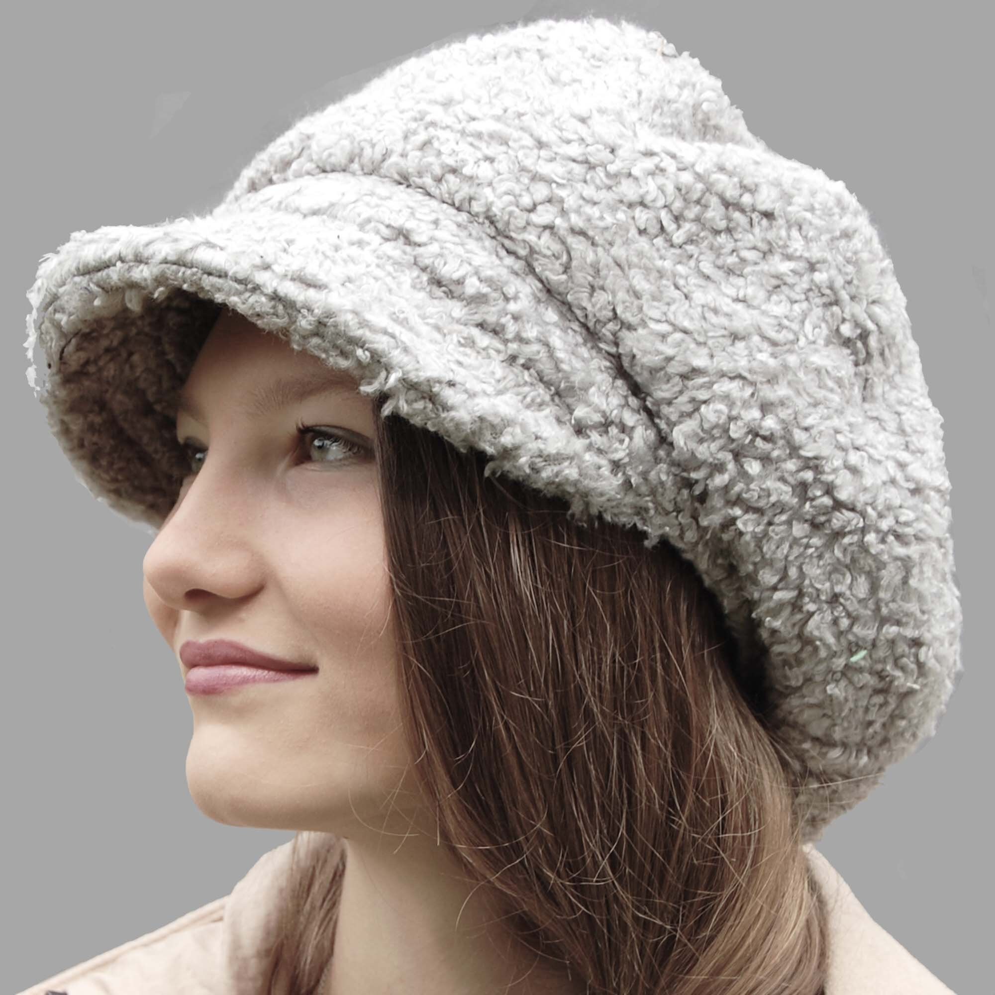 Faux Fur Unisex Cap Grey Handmade Fuzzy 