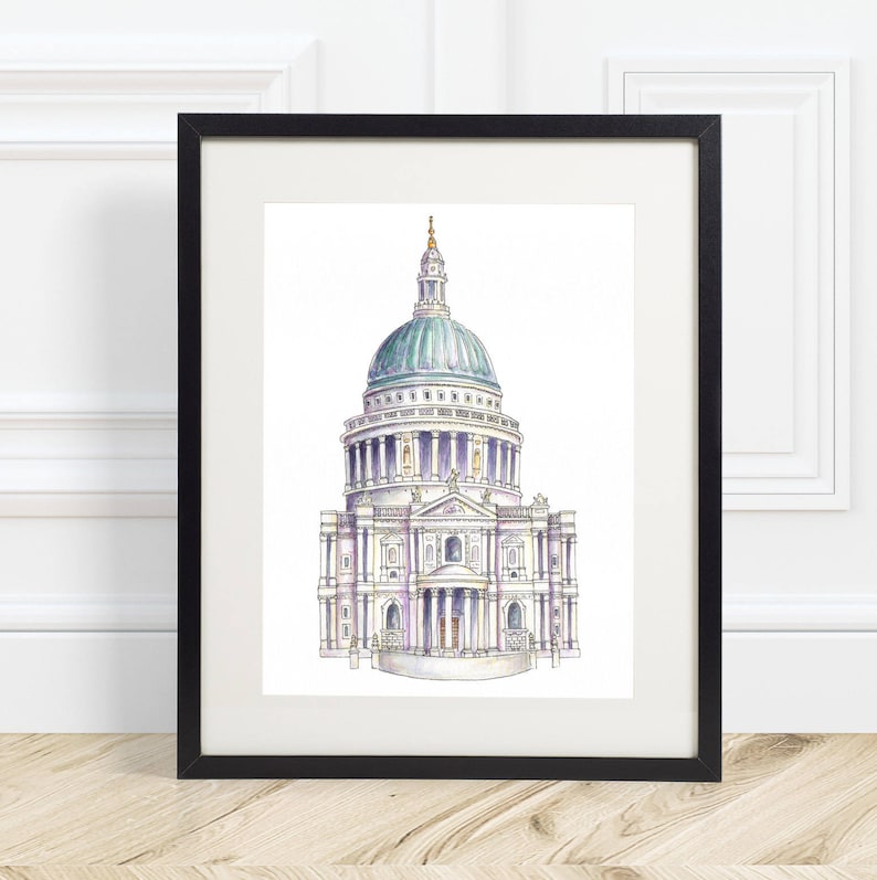 St Paul's Cathedral London Watercolour Prints Illustrated London Art image 1
