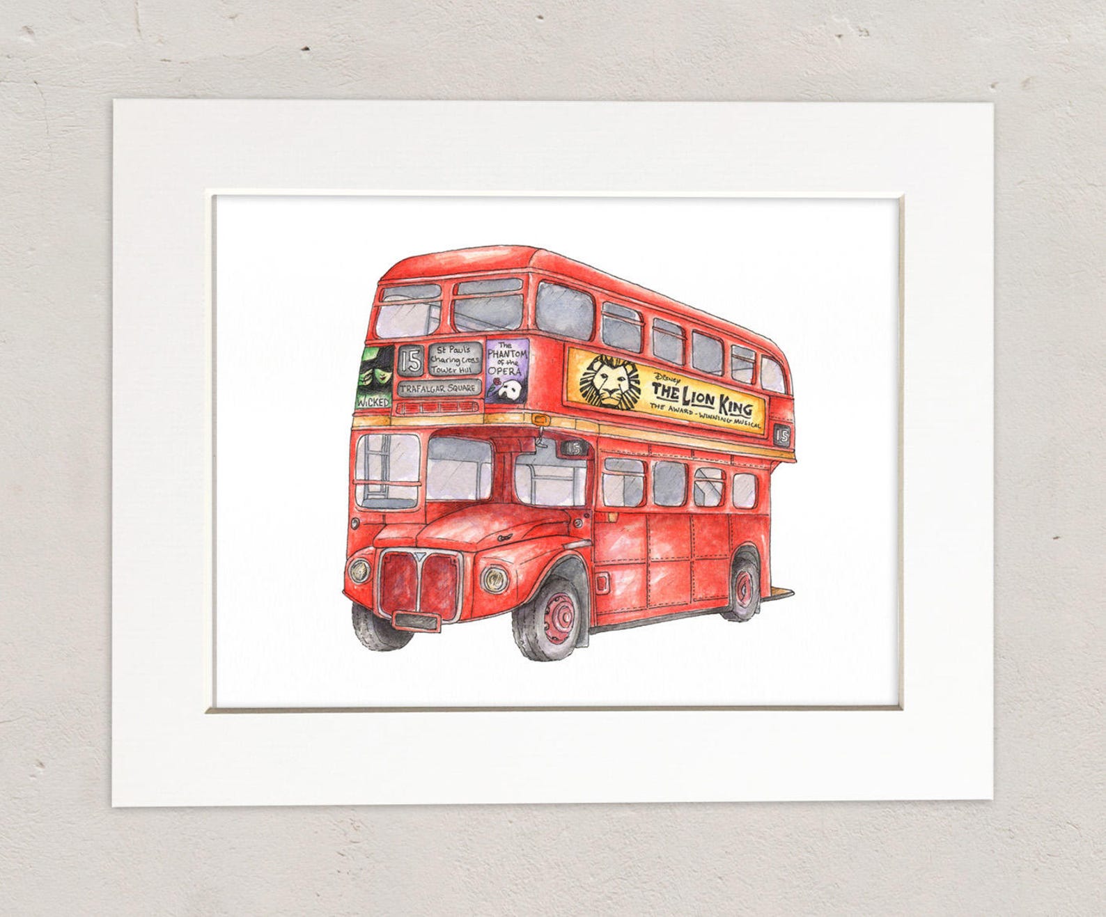 Illustrated London Vintage Bus Art Print Etsy