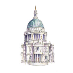 St Paul's Cathedral London Watercolour Prints Illustrated London Art image 2
