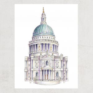 St Paul's Cathedral London Watercolour Prints Illustrated London Art image 3