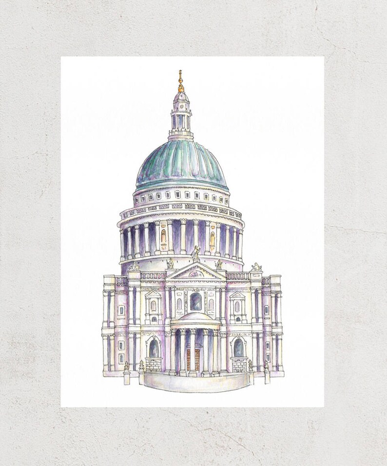 St Paul's Cathedral London Watercolour Prints Illustrated London Art image 3