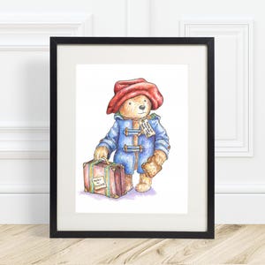 Vintage Teddy Bear Art Print - Watercolour Hand Drawn Stuffed Bear Painting