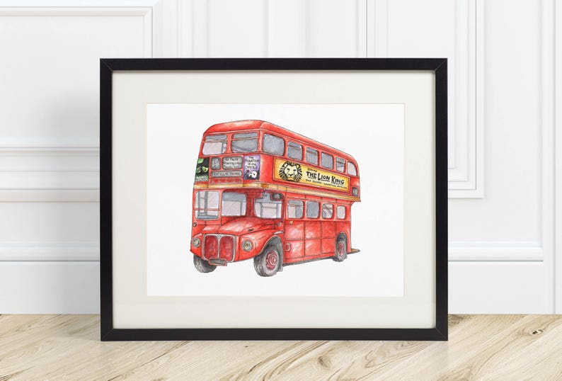Illustrated London Vintage Bus Art Print Etsy