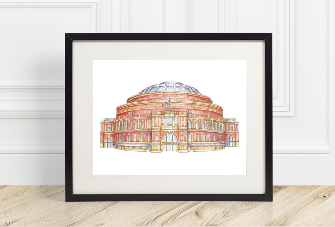 Royal Albert Hall London Art Print - Watercolour Hand Drawn Painting ...