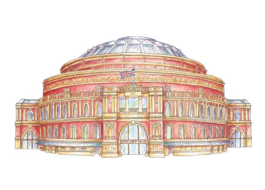 Royal Albert Hall London Art Print - Watercolour Hand Drawn Painting - Etsy