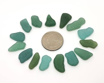 Teal sea glass for windchimes 18 pcs