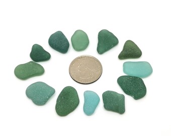 Teal sea glass for windchimes 18 pcs