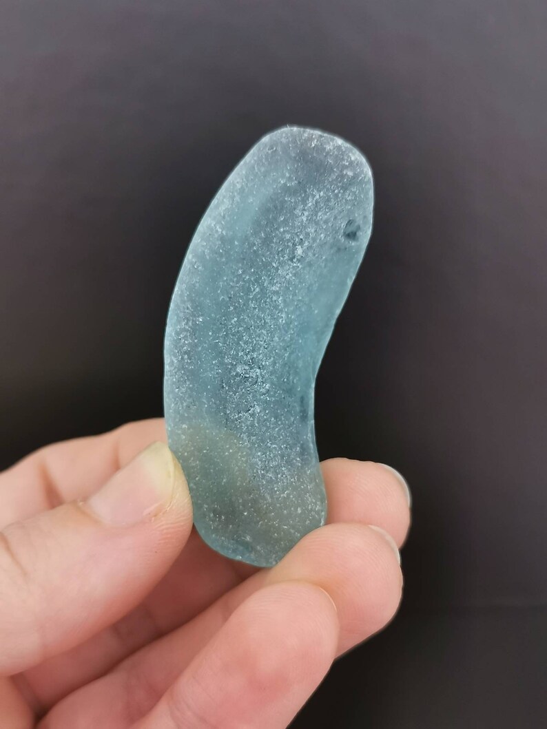 Authentic large blue sea glass single piece for jewelry making.
