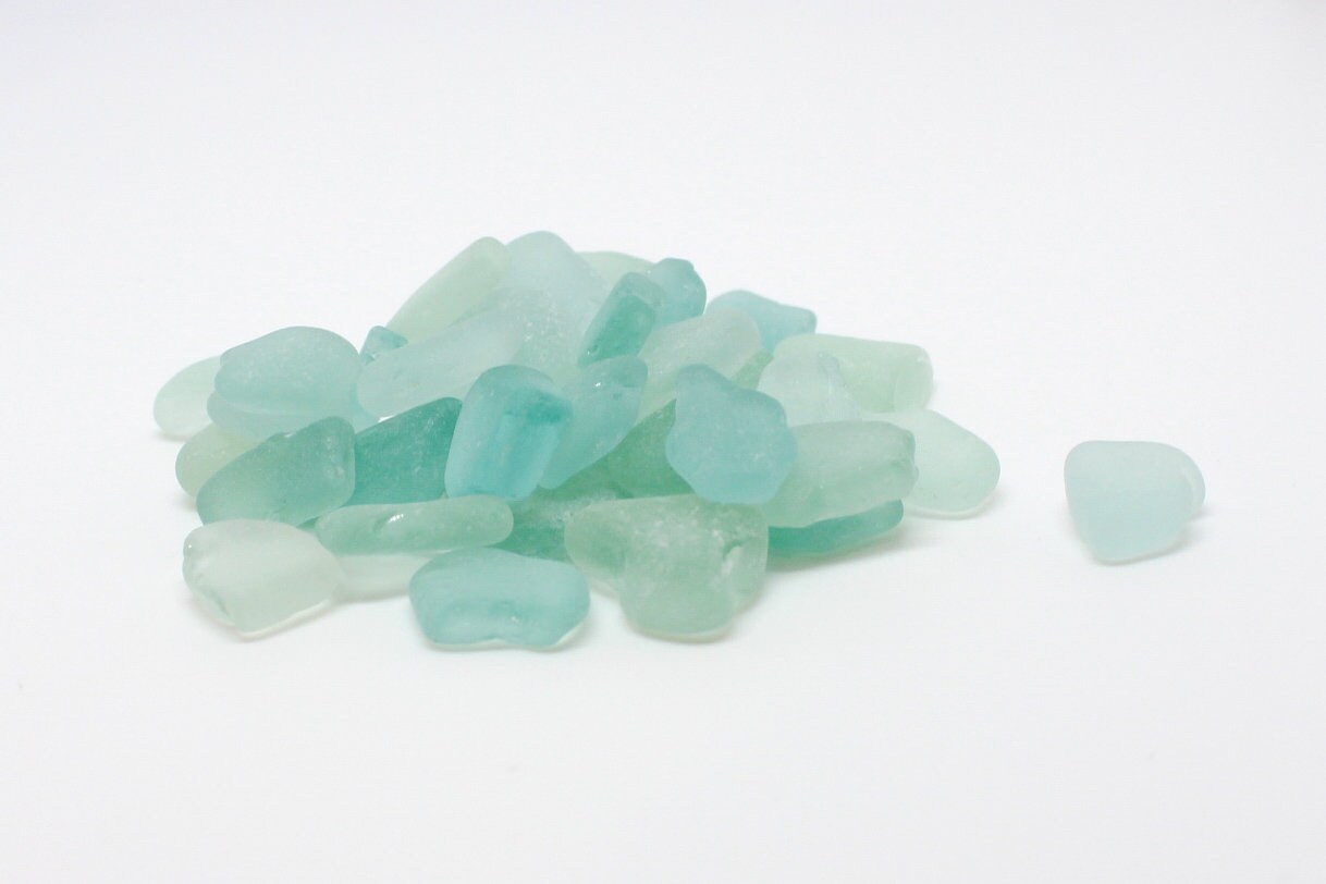 Aqua Sea Glass. 38 Pcs of Small Flat Craft Quality Beach Etsy Sweden