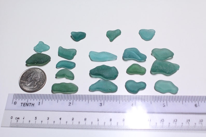 Teal sea glass for windchimes 18 pcs