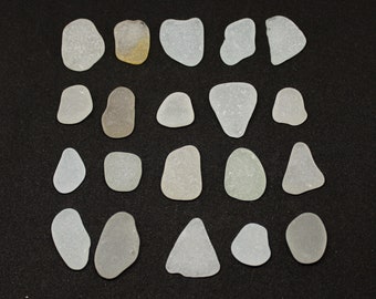 White sea glass. 20 pcs of large jewelry quality flat beach glass