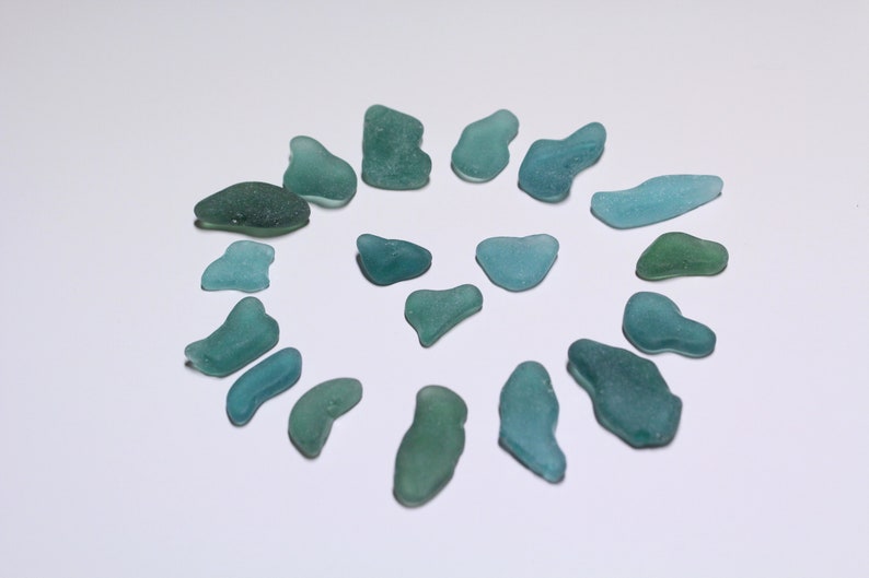 Teal sea glass for windchimes 18 pcs