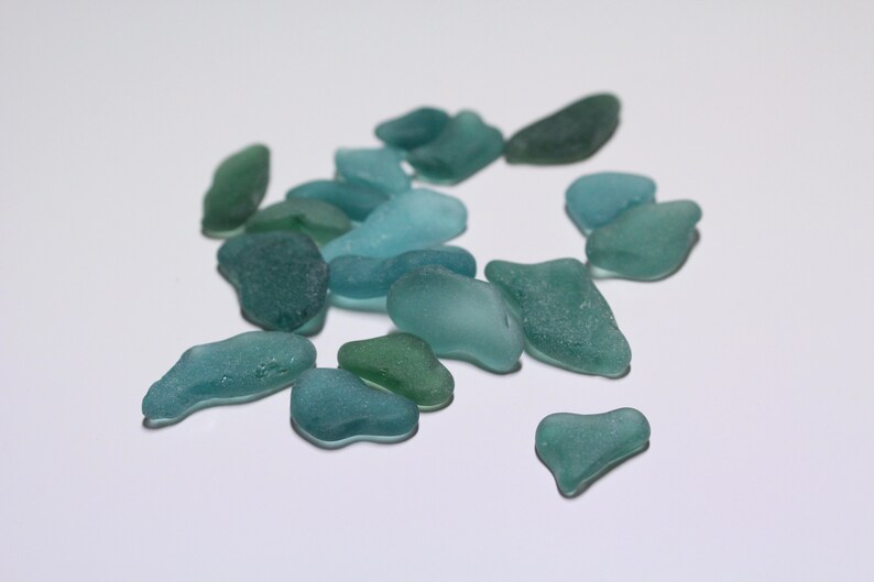 Teal sea glass for windchimes 18 pcs