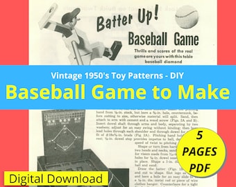 Make Your Own Baseball Game, Table-Top | Vintage How-To Article from 1950's | Instructions & Diagrams PDF Download