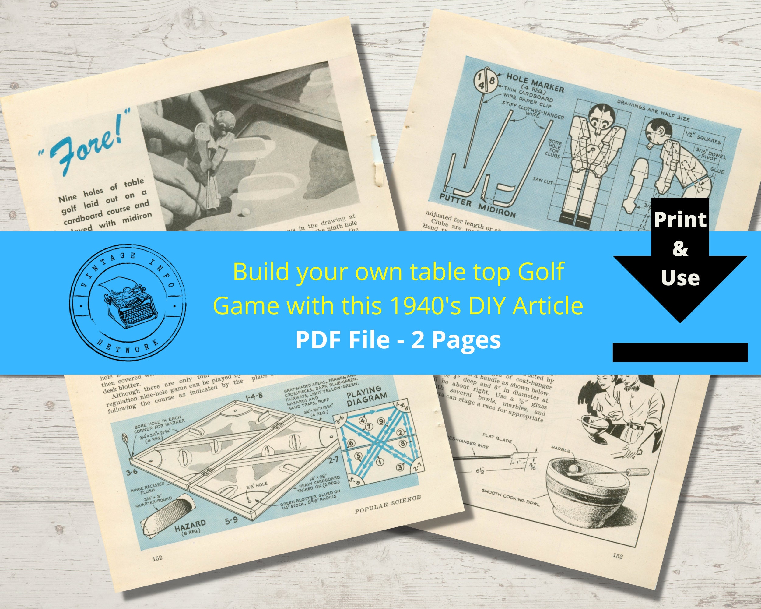 Make Your Own Golf Game Tabletop Ninehole Vintage Howto Etsy