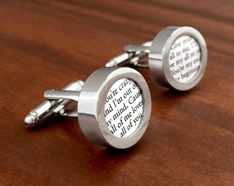 Wedding Song on Paper / First Year Anniversary Gift / One Year Anniversary Gift for Him / Custom Cufflinks with First Dance Song Lyrics