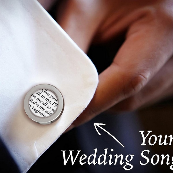 Personalized Wedding Cufflinks / Groom Cufflinks / Custom Cufflinks with your Wedding Song Lyrics / Groom Gift from Bride / Gift for Husband