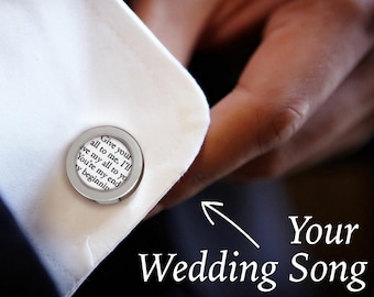 Personalized Wedding Cufflinks / Groom Cufflinks / Custom Cufflinks with your Wedding Song Lyrics / Groom Gift from Bride / Gift for Husband