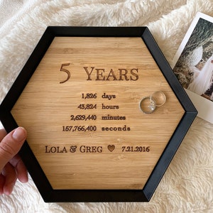 5 Years Wood Anniversary Gift Custom Wood Bamboo Tray 5th Anniversary Gift Idea Engraved wood catchall tray image 1