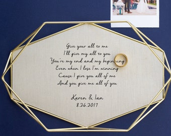 Custom Brass Tray / 21st Anniversary Gifts / Personalized with Vows or Song / 21-Year Anniversary for Wife / Brass and Cotton Catchall Tray