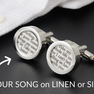 4-Year Anniversary / 4th Anniversary /Linen Anniversary Gift /Custom Cufflinks with your Song on LINEN or SILK