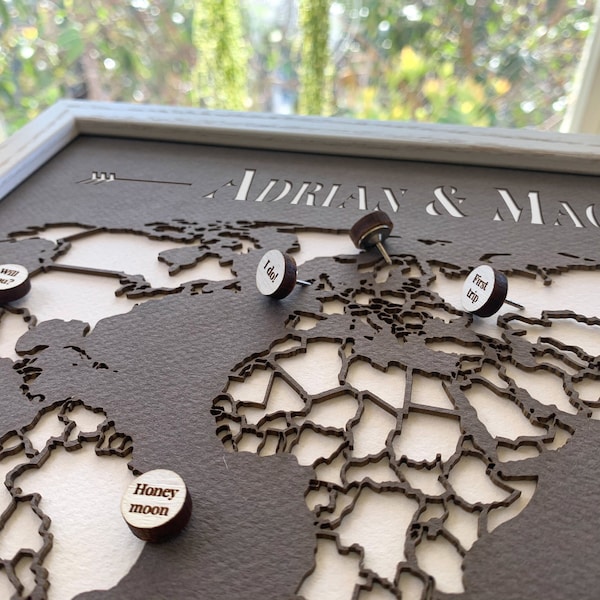 Paper Anniversary Gifts | One Year Anniversary Gift | 1st Anniversary Gift | Paper Map with Personalized Milestone Pins
