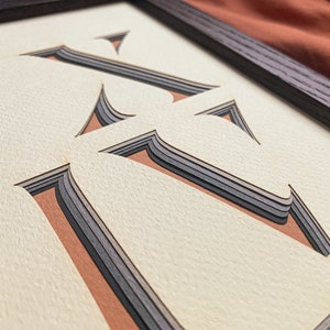 Arte di carta per il 1° anniversario • Data del matrimonio in numeri romani • Idee regalo per il primo anniversario di matrimonio • Anniversario di carta