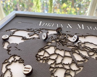 Paper Anniversary Gifts | One Year Anniversary Gift | 1st Anniversary Gift | Paper Map with Personalized Milestone Pins