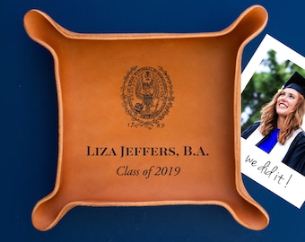 Personalized Leather Tray / Graduation Gift / Gift for College Graduate / Custom gift with University Seal / Genuine Leather/ Class of 2024